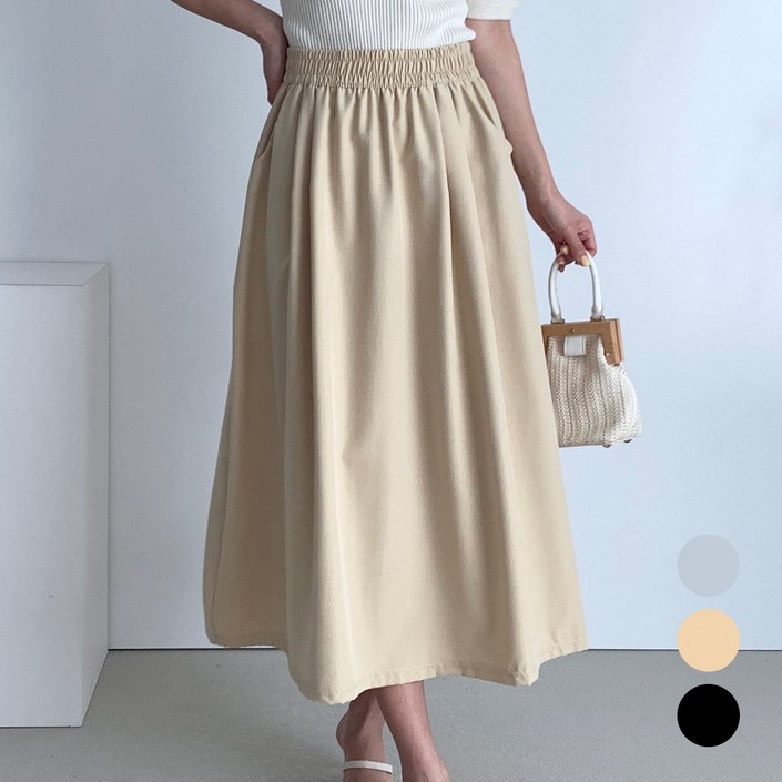 미와이 여성 롱치마 캐주얼 밴딩 스커트