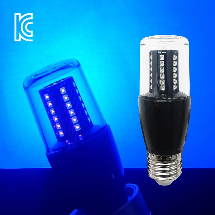 데이타임 LED uv램프 7.5W 블랙램프 블랙라이트 E26 레진경화용전구 형광놀이램프