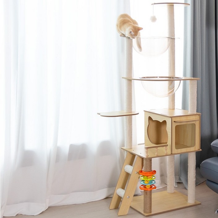 메리샵 캣타워유해물질이없는자연친화적고양이놀이터, 1개, 우드