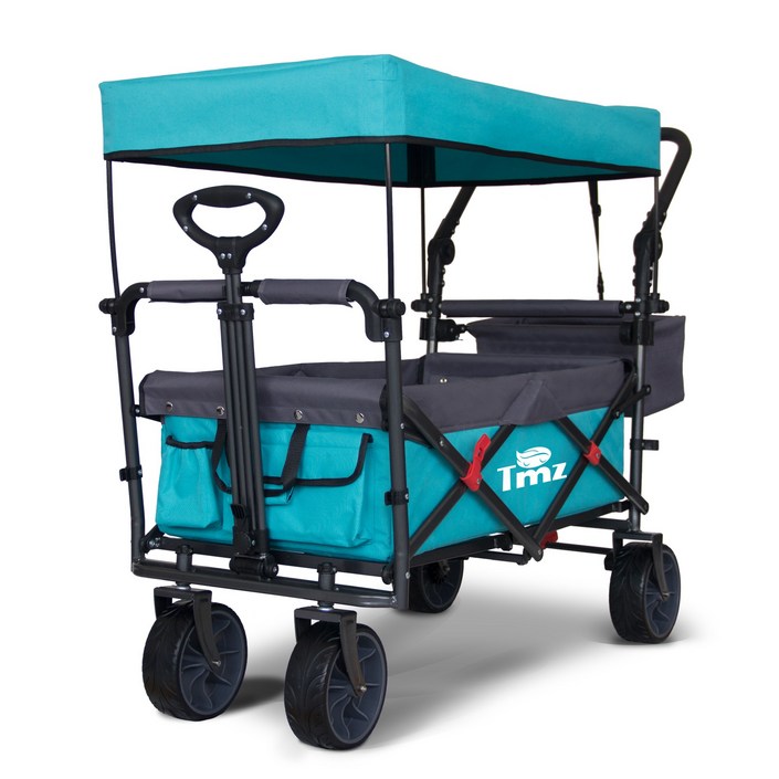 접이식 웨건 다용도 아웃도어 폴딩 아웃도어 캠핑 웨건, 1개, 하늘색회색