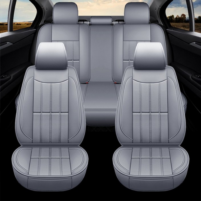 Novaseed 리무진시트커버, 통기 방수 방진, 합성 가죽 사계절용 자동차 시트커버, 대부분의 세단 및 SUV에 적합, Gray, 1세트