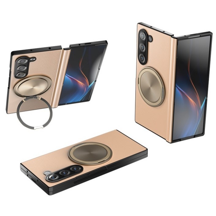 YINUO 갤럭시 Z 폴드3 4 5 6 7 힌지보호 소가죽 magsafe 360도 각도 조절이 거치대 케이스