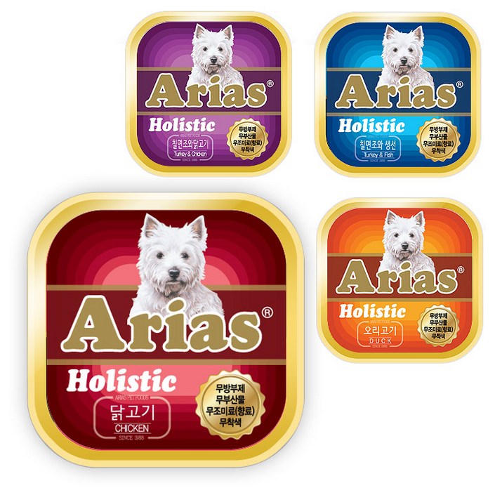 아리아스 홀리스틱 애견 사각캔 4종 3box 48개