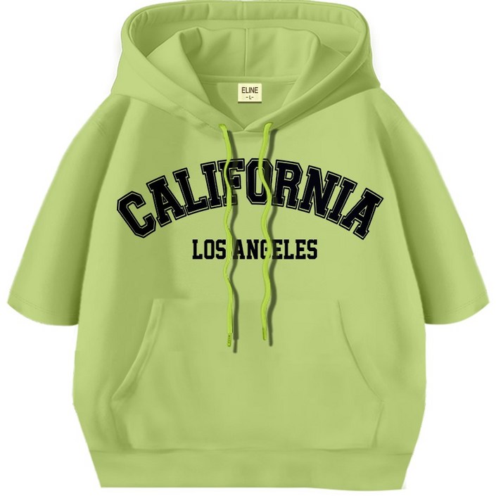 이라인 국산 반팔 후드티 캘리포니아 빅사이즈(~2XL) 오버핏 남녀공용 루즈핏 특양면