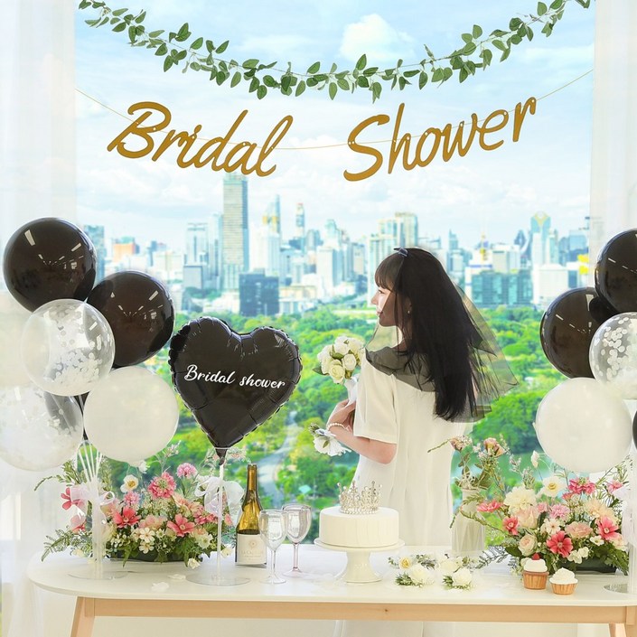 메리파티 브라이덜샤워 소품 풍선 세트 3인 4인 올인원 파티