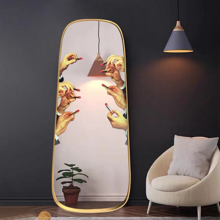 셀레티 거울 벽걸이 타원형 립스틱 인테리어 바닥 스탠딩 벽 마운트 아치형 드레싱 전신