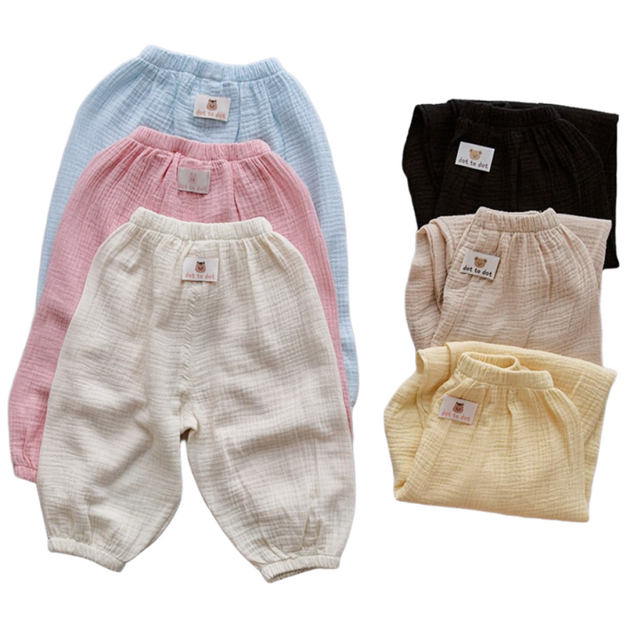 돗투돗 돗포인트라벨 거즈 고쟁이 바지