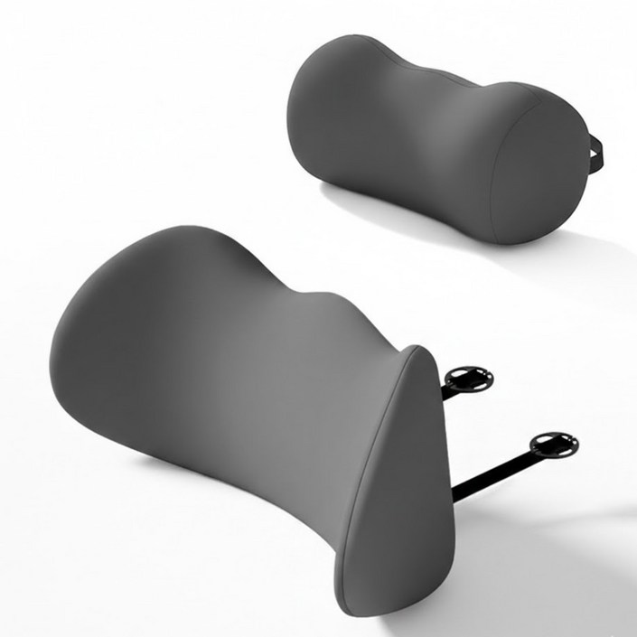 에쉬하우스 프리미엄 메모리폼 자동차 목 허리 쿠션 세트, 1세트, 다크 그레이