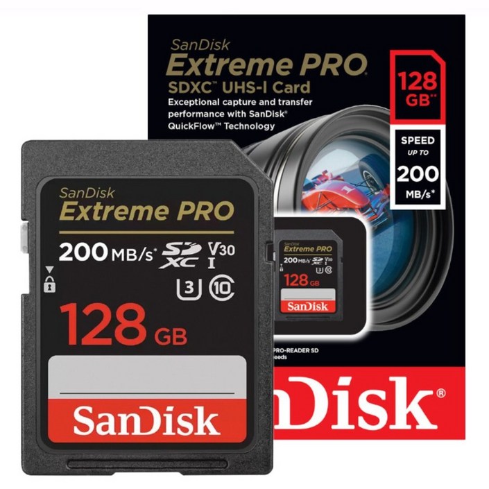샌디스크 정품 SD 메모리카드 Extreme Pro 익스트림 프로 SDXC 평생보증 Lifetime Limited, 1개, 128GB