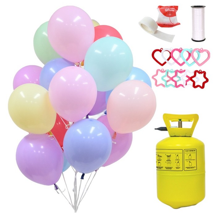 파티클럽 마카롱풍선 + 헬륨가스 12개용 세트