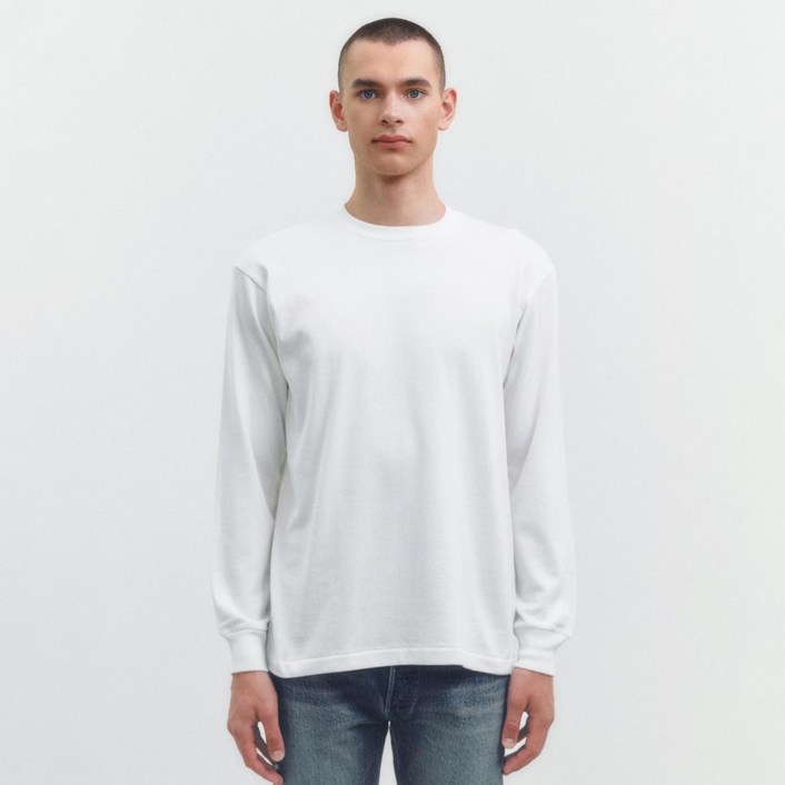 헤인즈 남녀공용 시로 크루넥 롱 슬리브 티셔츠