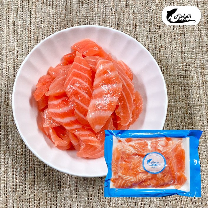 피쉬앤 냉장 막썰어 연어회 샐러드용 //리뷰이벤트 맛보기 미소장국 증정