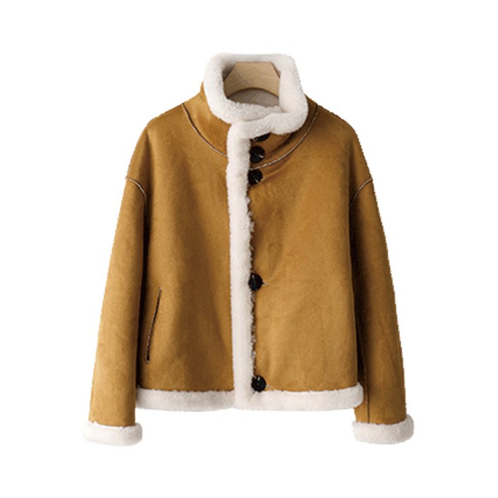 100 양모 리버시블 양면 여성 겨울 스웨이드 밍크 하프 숏 무스탕 코트