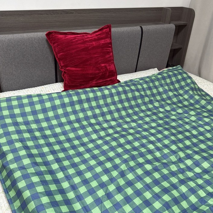 수면일기 체커보드 그린 체크 싱글 이불커버 단품
