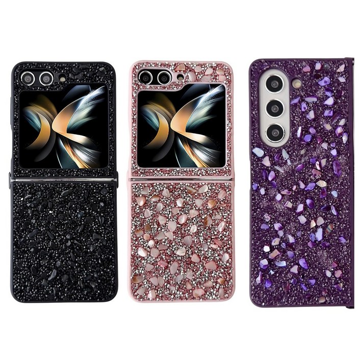 갤럭시 Z플립6 Z플립5 Z폴드6 Z폴드5 Z플립4 Z플립3 Z폴드4 Z폴드3 글리터 큐빅 파츠 하드 범퍼 케이스 ZF3004