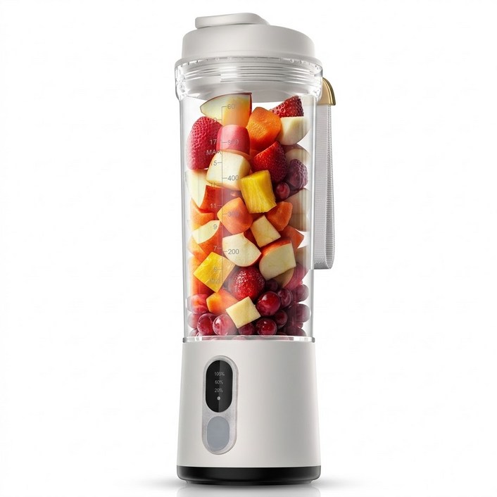 밀리아토 300W 트라이탄 휴대용 미니 믹서기 무선 블렌더, BJ500B 화이트