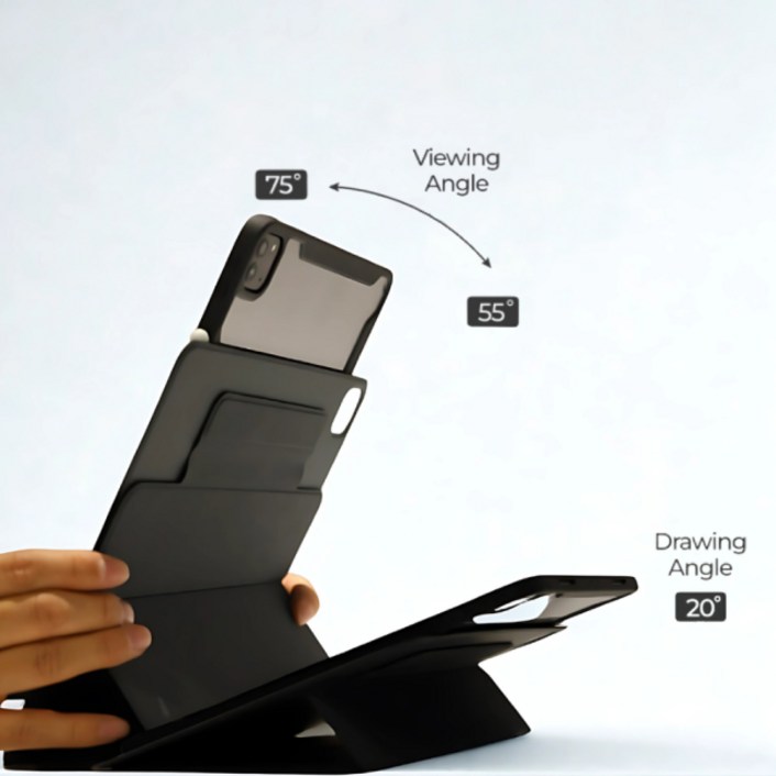 모키보 프리앵글 각도조절이 되는 아이패드 케이스 세로 거치대 커버 에어 미니 프로 호환 펜슬수납 마그네틱  플렉스, 그레이 블루, 1개