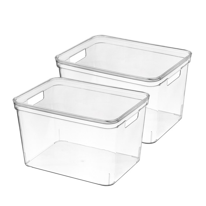 엠리빙 투명 리빙 박스 팬트리 정리 책 바구니 장난감 수납함 ORT 정리함, 2개