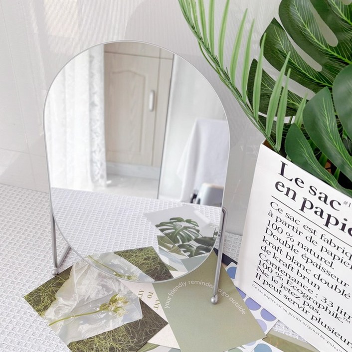 미드센추리 프레임리스 모던 탁상거울 화장대 각도조절 거울, 단품