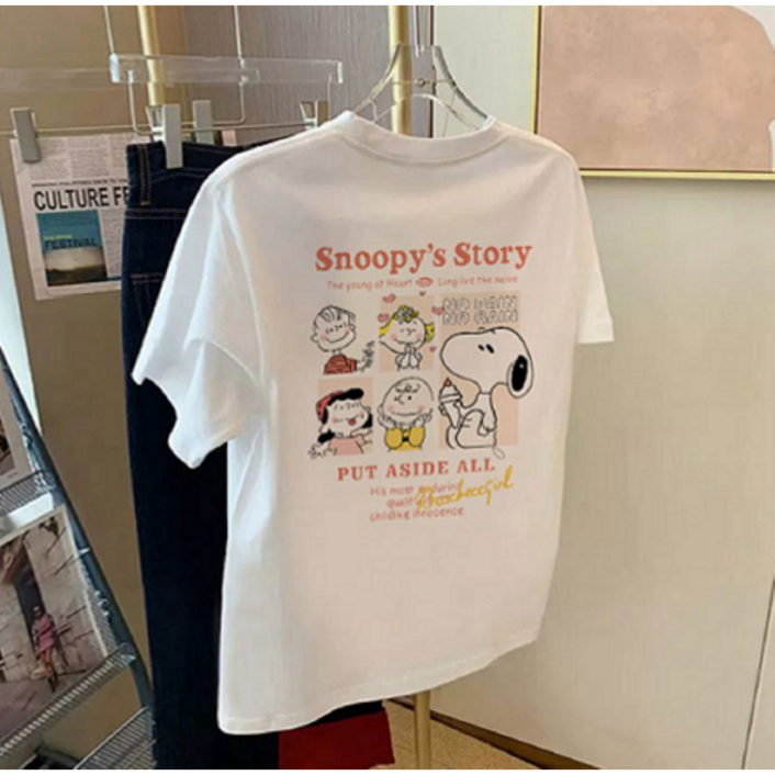 (4차입고,무료배송) 스누피 귀여운 여름 반팔 면티셔츠 맨투맨