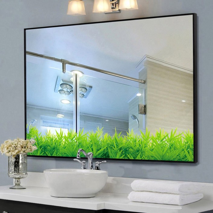 거울 미러 벽걸이 욕실화장실 거울스티커 미러데코 유리 스티커 자체 접착 방수, 녹색이 완연하다 SK7016