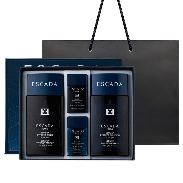 에스까다 옴므 퍼펙트 블루 2종 선물 세트  쇼핑백 남성화장품 스킨로션 기획 세트, 1세트