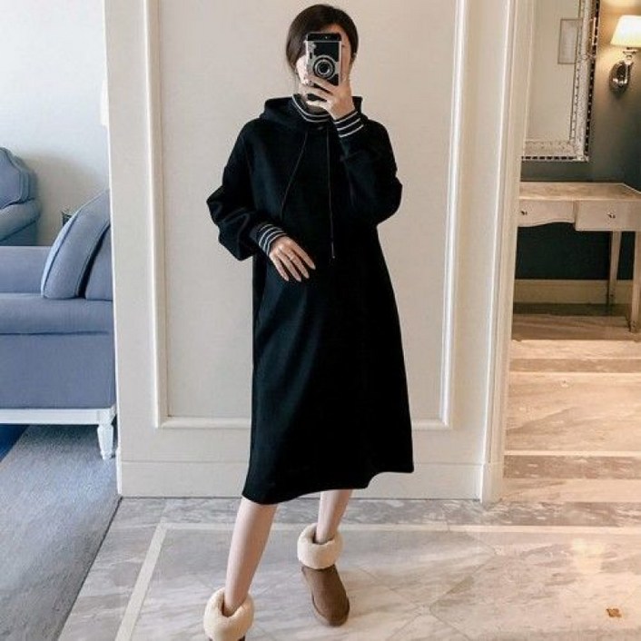 해피유통 여성 겨울 기모 도톰 맨투맨 원피스jhwj