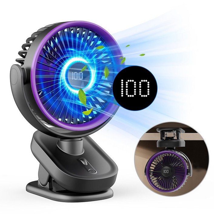 CCAGU 무선 클립형 선풍기 4800mAh 저소음 캠핑 휴대용 탁상겸용 충전식 선풍기