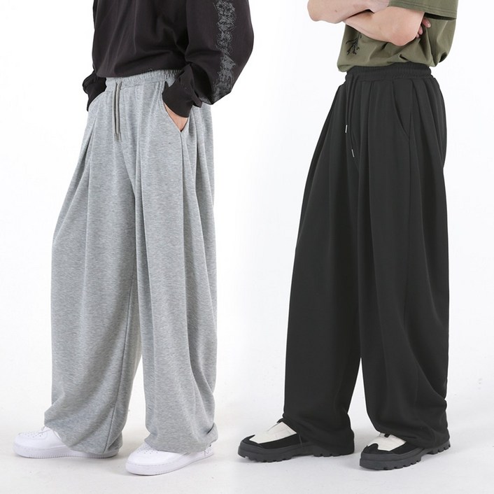 오버나인 남자 남성 포 핀턱 와이드 오버핏 투웨이 트레이닝 팬츠