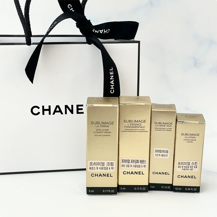 [국내백화점] 샤넬 수블리마지 피부강화라인 샘플 4종세트 (스킨, 아이세럼, 세럼, 크림)