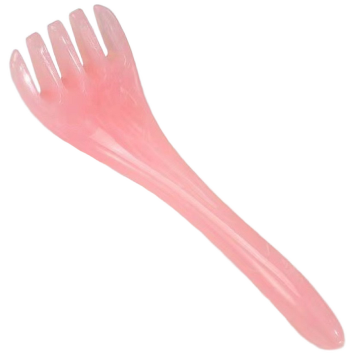 셀앤컴 관리도 사용도 편한 작은 얼굴괄사 두피괄사 림프절 순환 괄사 포크 빗, 로즈쿼츠 분홍색 165cm, 1개