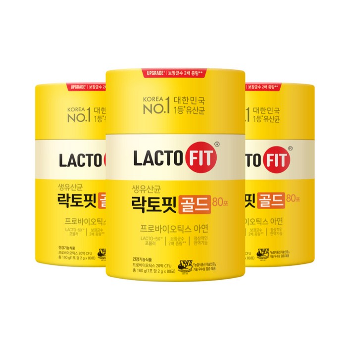 락토핏 골드 80포, 160g, 3개