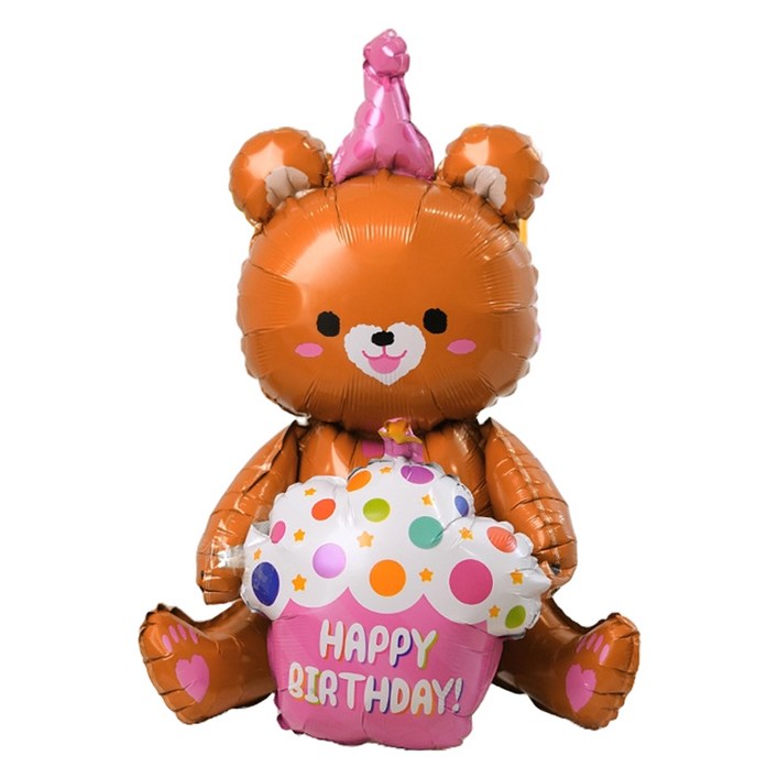 세컨드베스트 생일파티 홈파티 풍선  브라운 케이크 곰돌이