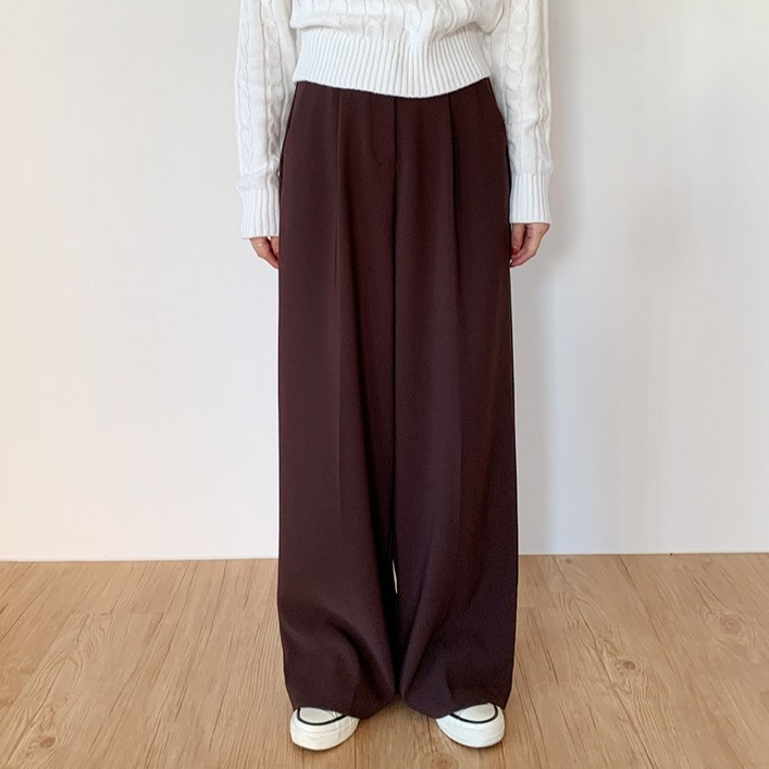 토마토팩토리 여성용 레티나 핀턱 와이드 일자 슬랙스 롱