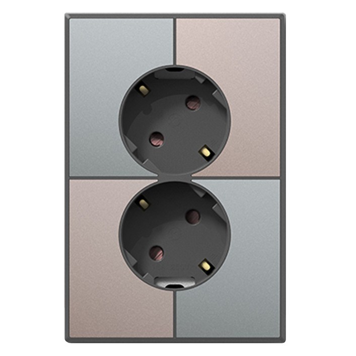 틸인스 2구 45도 접지 콘센트 그린베이지  다크그레이, 1개