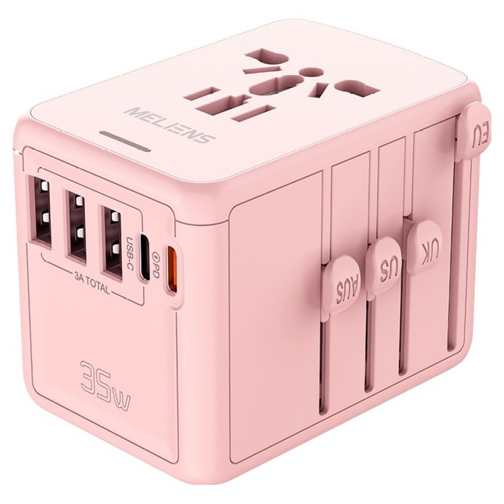 멜리언스 해외여행용 5포트 PD35W 초고속충전 멀티어댑터 핑크 MLOL1, 1개
