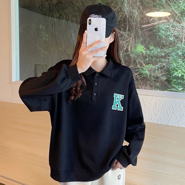 선빛 여성용 케이드 카라 맨투맨