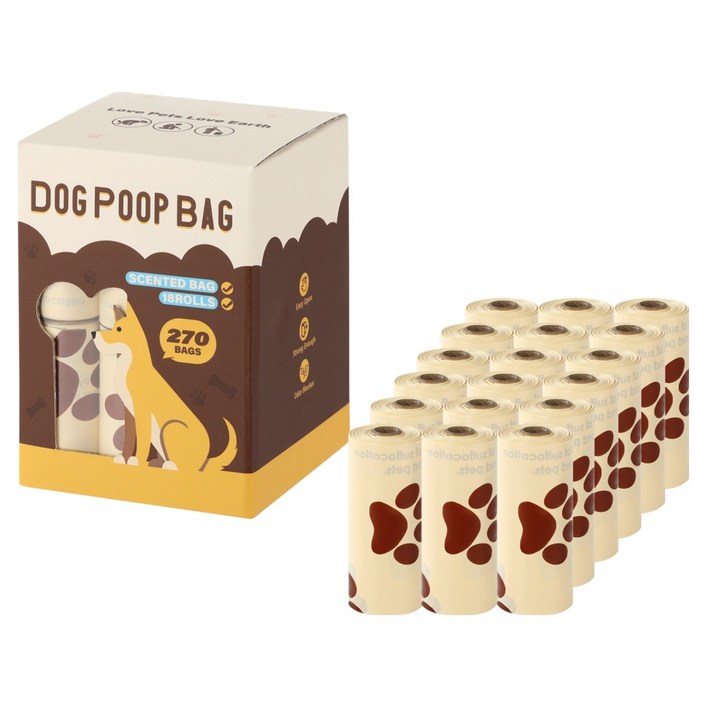 그린허그 강아지 밀크향 배변봉투 풉백 똥츄, 브라운, 1개, 270개입