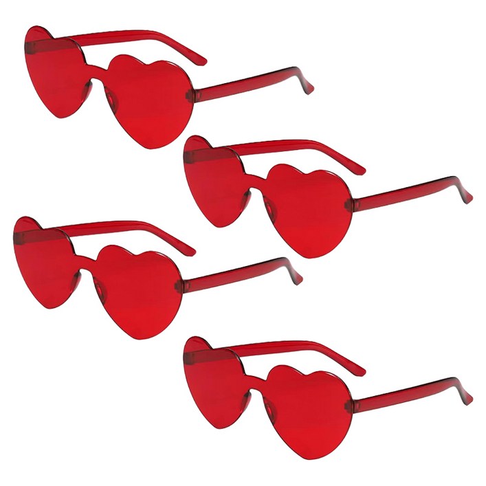 마다꾸미 별하트 선글라스 파티안경 하트, 레드, 4개