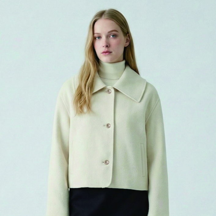 올리브데올리브 여성용 카라넥 핸드메이드 루즈핏 숏 재킷