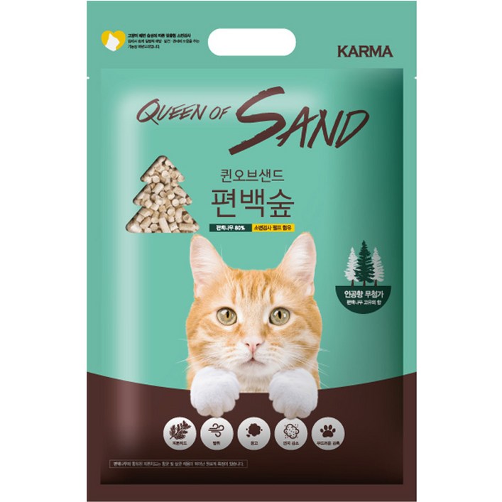 퀸오브샌드 편백나무 고양이 모래, 1개, 6L