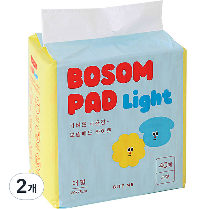바잇미 보솜 라이트 배변패드 대형 무향, 40개입, 2개 바잇미 보솜 라이트 배변패드 대형 무향, 40개입, 2개