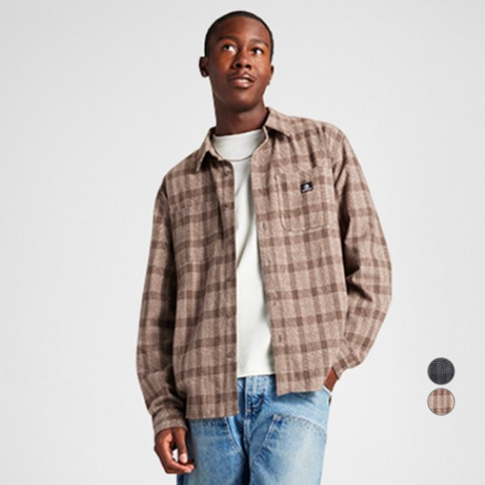 컨버스 남녀공용 버튼 다운 웜 면 셔츠 10027089A0