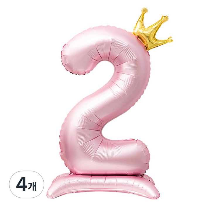 인블룸 대형 왕관 숫자 스탠드 파티풍선 2, 핑크, 4개