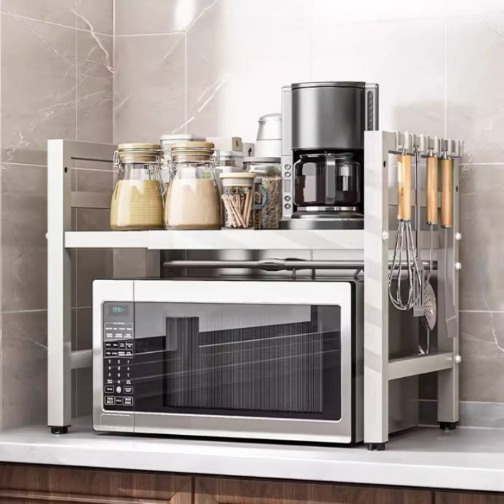 오브민 길이조절 높이조절 전자레인지 선반  후크 6p 세트