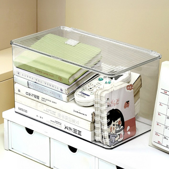 리빙공감 먼지차단 책상정리 다용도 수납함 대형, 투명, 1개