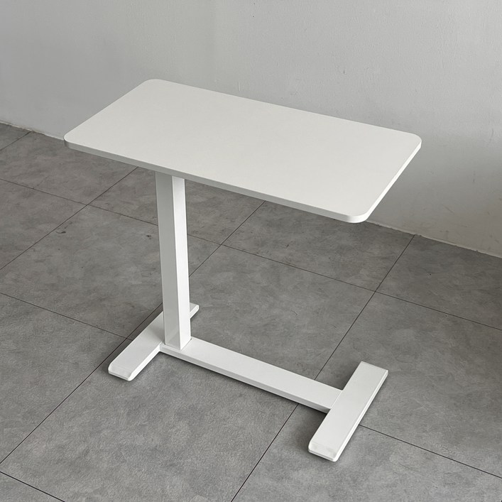 오브민 유압식 높이조절 이동식 사이드 테이블, 화이트