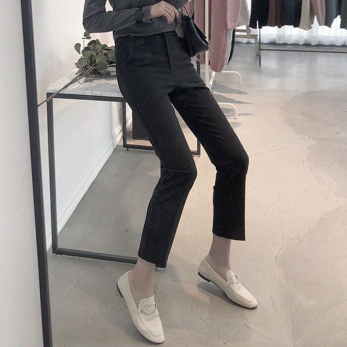 시크폭스 여성용 여우 10탄 데일리슬림핏 슬랙스 짧은기장