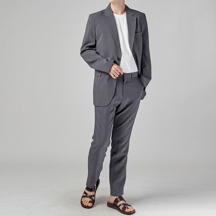 하이후 남성용 린넨 데일리 캐주얼 플랩포켓 투버튼 수트세트 HU3003