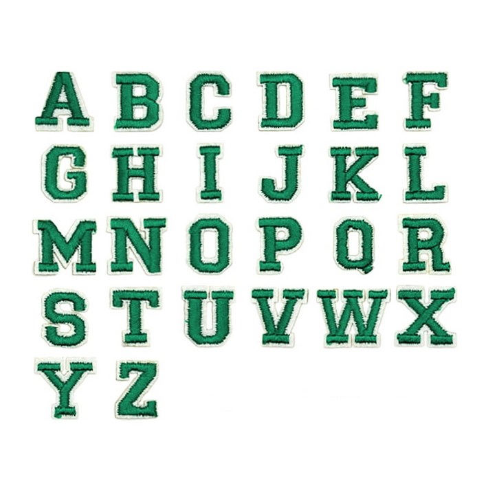 고딕알파벳 G028 그린 소 열부착 자수 와펜